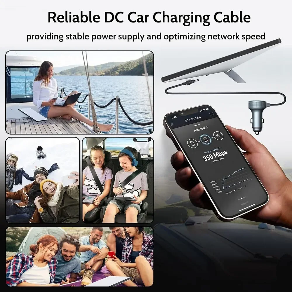 Starlink Mini Car Adapter 12V-48V USB-C PD 40W USB-A 35W 10FT Cable Kit